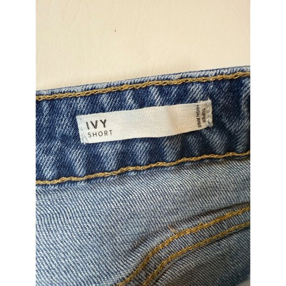 Dear John Women Ivy Super High Rise Denim Short Frayed Hem 24 Light Wash (ii108) - Picture 5 of 7